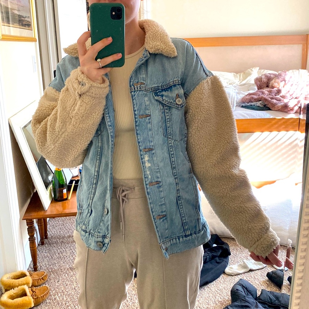 American Eagle shearling jean jacket